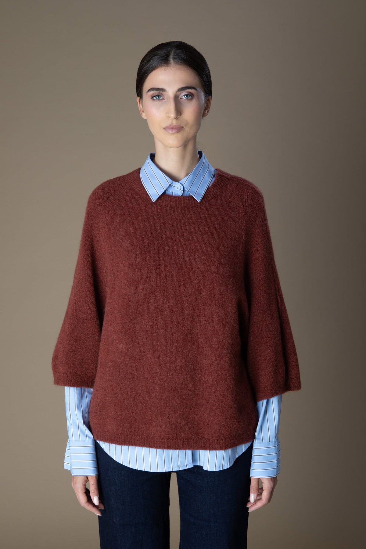 Alpaca Blend Sweater – Three-Quarter Sleeves