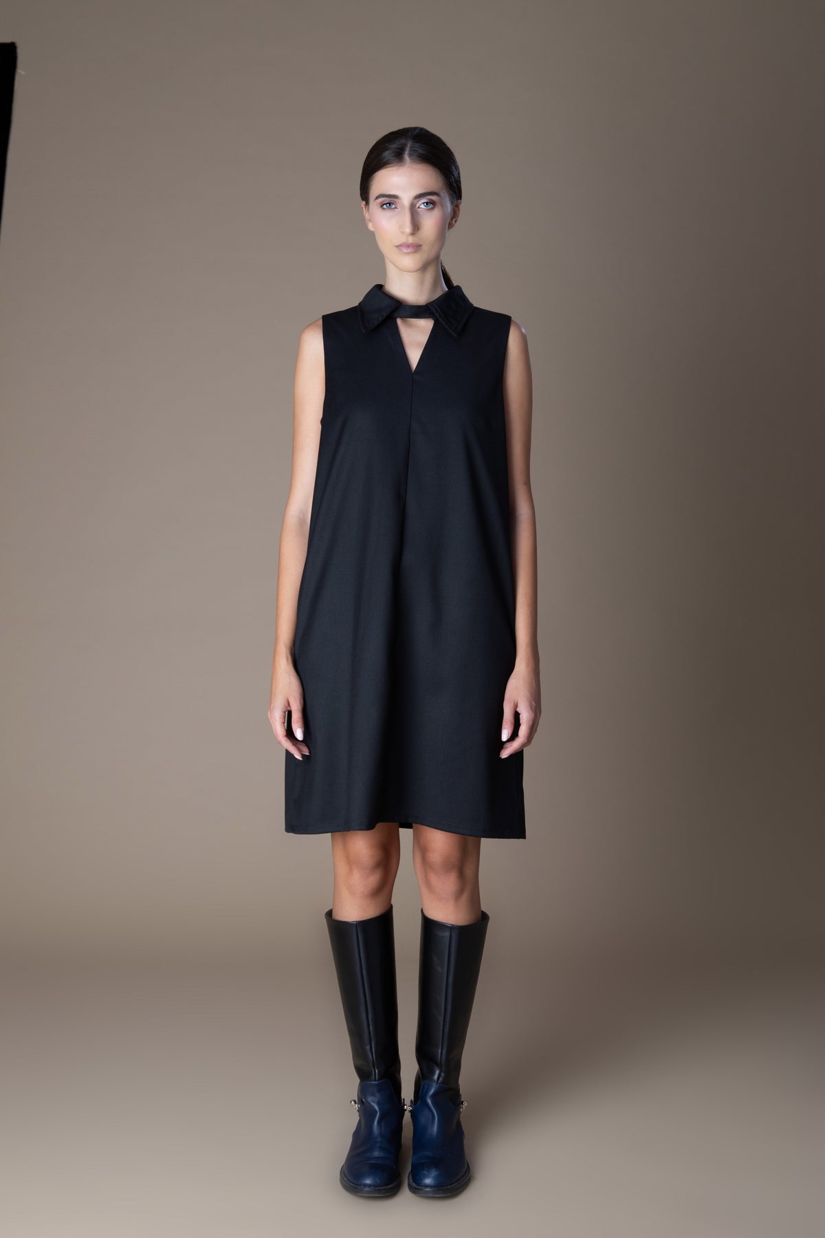 Sleeveless Dress with Collar
