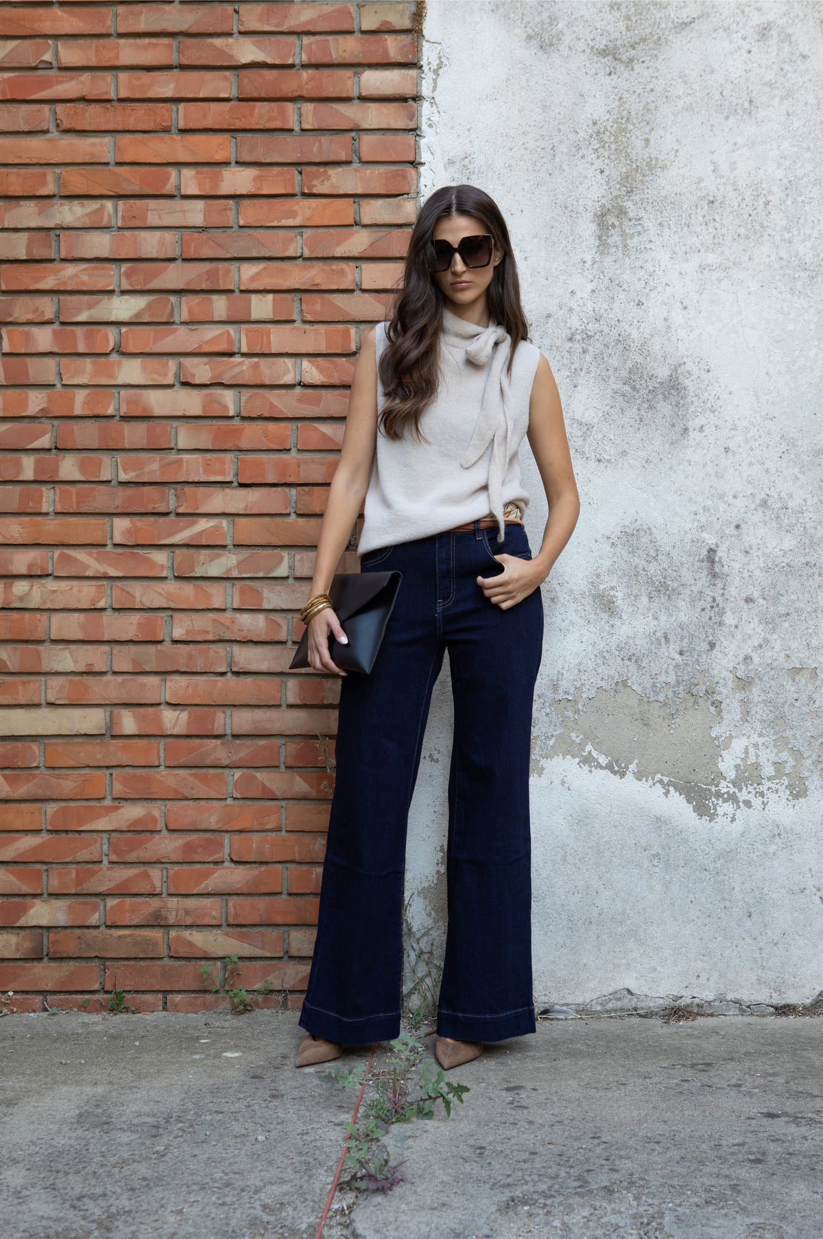 Wide-Leg Denim Jeans